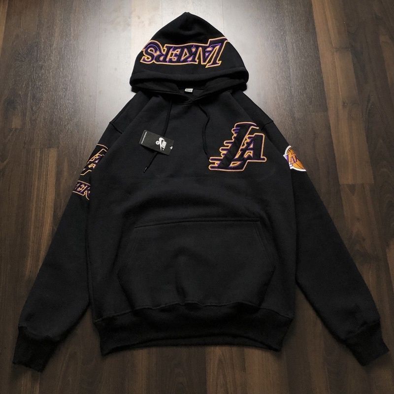 JAKET SWEATER HOODIE LAKERS LA Original Full Bordir