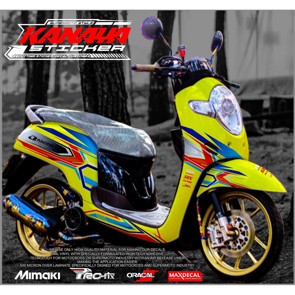 Decal scoopy Fi Stciker Scoopy 2017 / 2018/ 2019/ Decal new Scoopy Warna Kuning Termurah