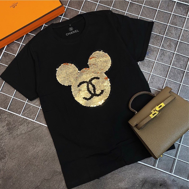 Kaos channel baju branded atasan cewek mikey lengan panjang