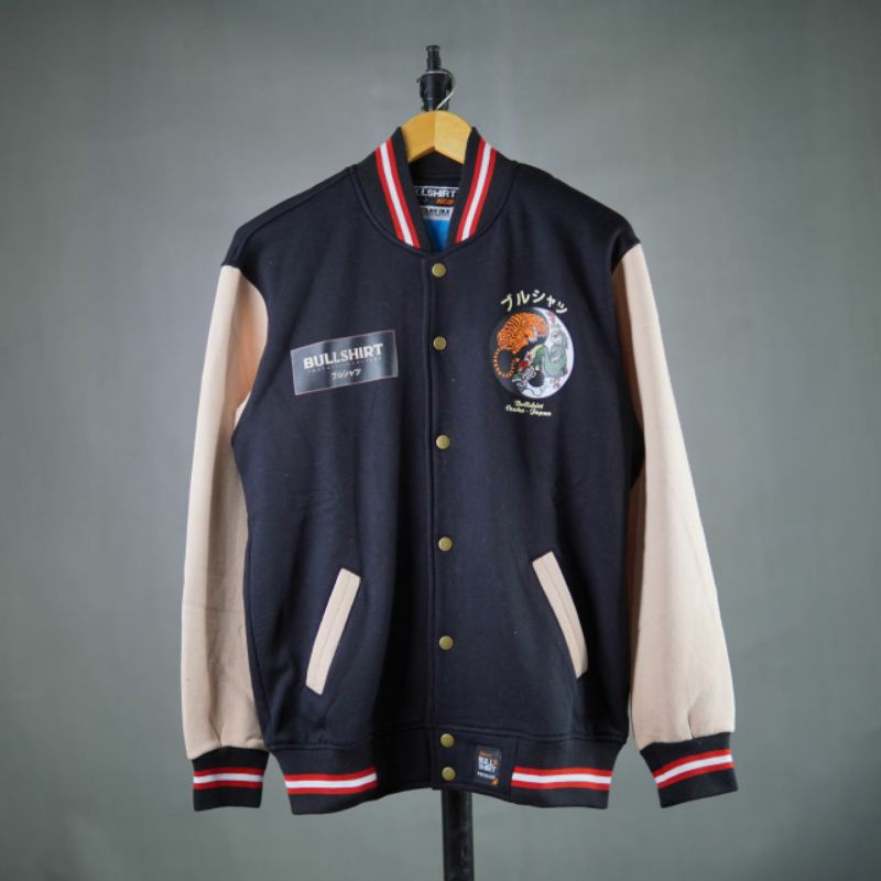 Jaket Original Brand Lokal Jaket Varsity Jaket Baseball Bullshirt Motif Jepang