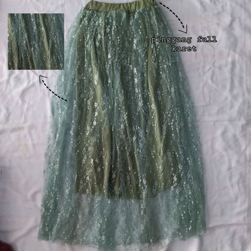 Rok Tutu Renda Bunga Dewasa | Tutu Motif Renda Gold Dewasa Best Seller