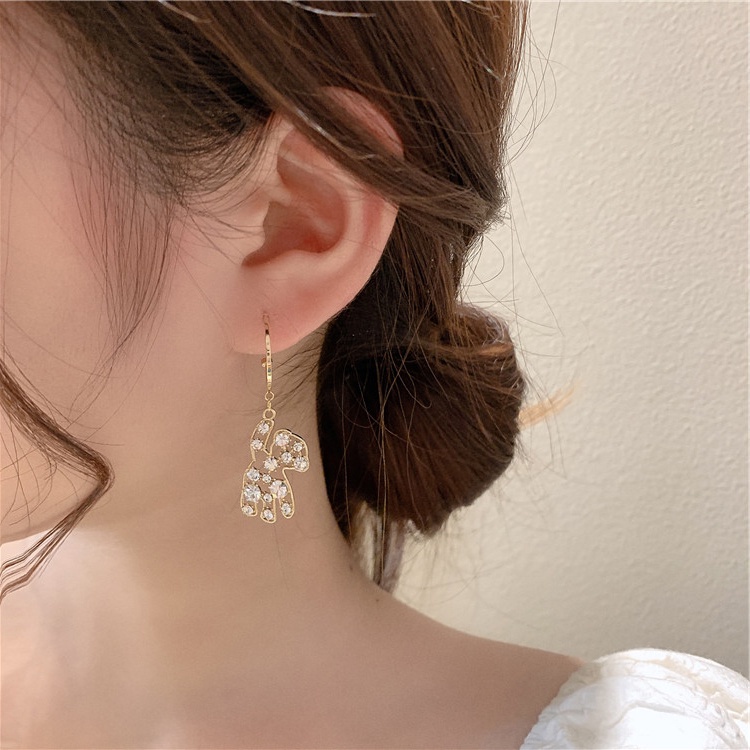 Sparkle Diamond Bears Earrings Lady's Korea Manis Dan Lucu Aksesoris Telinga