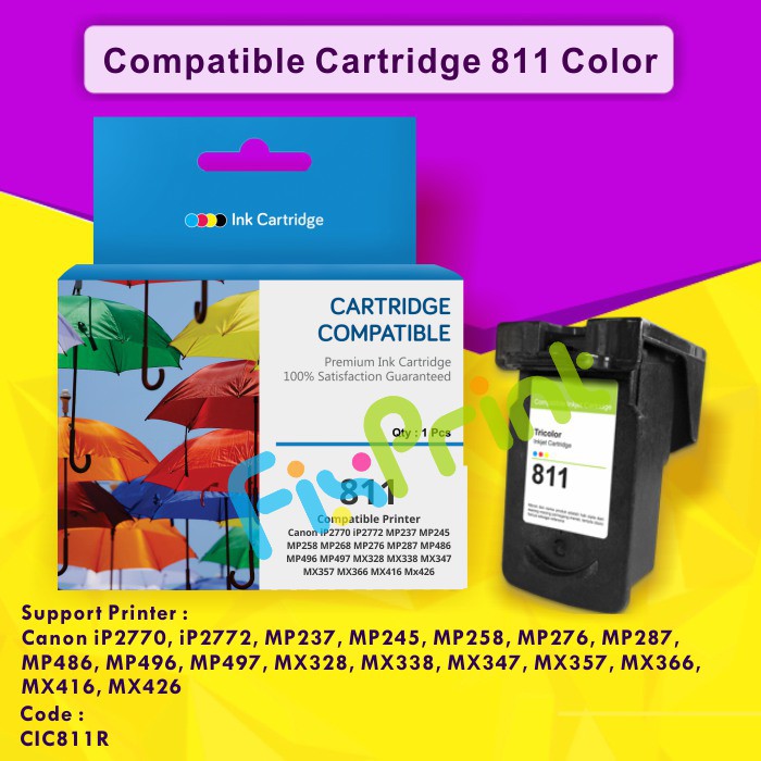 Cartridge Tinta Canon CL811 CL-811 Refill Compatible Printer iP2770 MP287 MP237 MP258 MP497 MX366