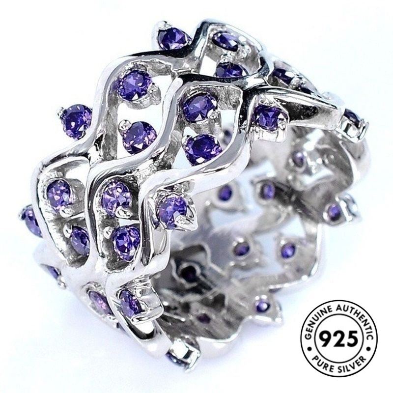 Cincin Sterling Silver 925 Dengan Batu Amethyst Untuk Wanita