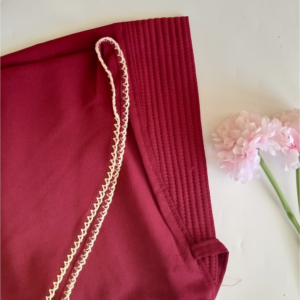 Jilbab Bergo Pet tali List Pichot Size XL/Hijab Bergo Instan Jumbo Modis Mentari-Maron