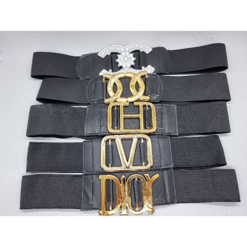 BELT KEPALA EMAS / SILVER CC. HS. V. CG. KARET HITAM ELASTIS IKAT PINGGANG WANITA