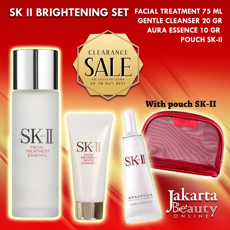 SKII SK II BRIGHTENING SET FACIAL TREATMENT ESSENCE 75 ML FTE GENTLE CLEANSER DAN AURA ESSENCE