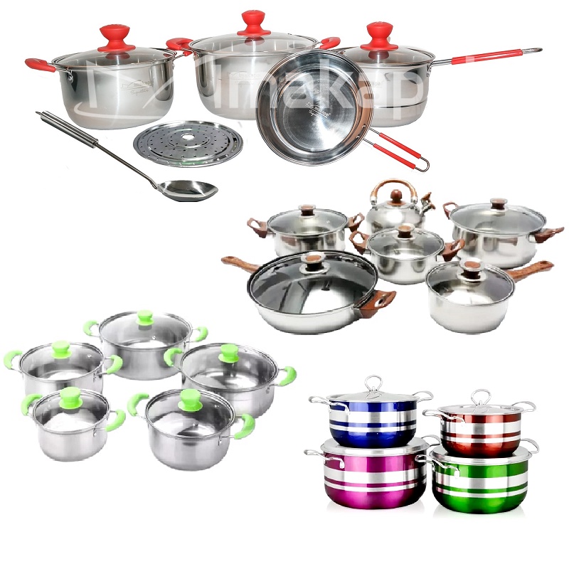DHW  PANCI SET 9 PCS (Original) OSAKA COOKWARE / TEFLON Warna 4 PCS TERBAIK ANTI KARAT / Panci Set 1