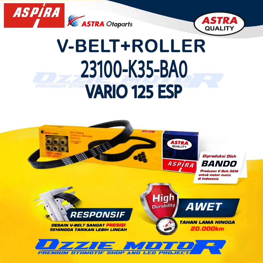 Paket V-belt + RoLLer Aspira ASTRA 23100-K35-601 MOTOR VARIO 125 ESP