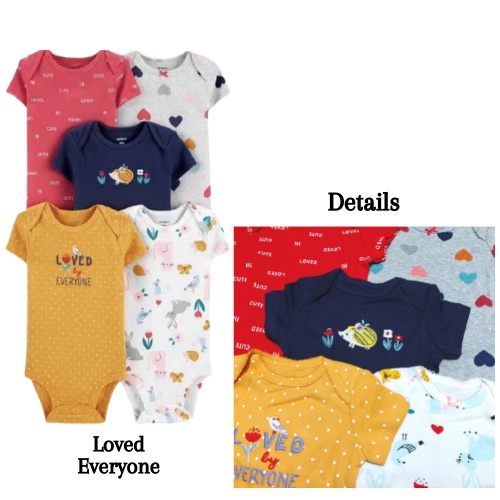 Baju Import 5in1 Jumper Anak Bayi Perempuan Laki Carters 1 - Bodysuit 5 in 1 Carter Baby-Loved Everyone