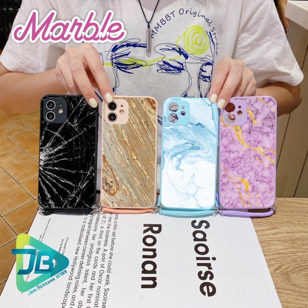 SOFTCASE SILIKON SLINGCASE TALI LANYARD STRAP PHONE MACARON PELINDUNG KAMERA MARBLE OPPO VIVO SAMSUNG XIAOMI REALME IPHONE ALL TYPE JB5468