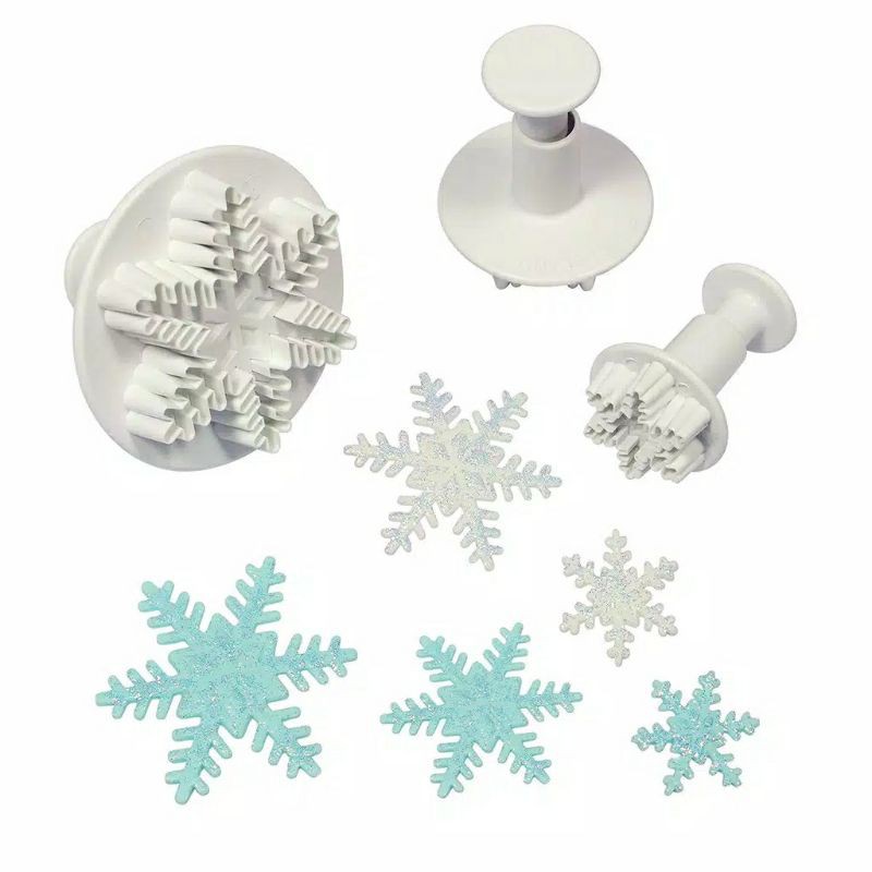 Plunger Cutter Snowflakes Cookies Fondant Bento Cake 3pcs