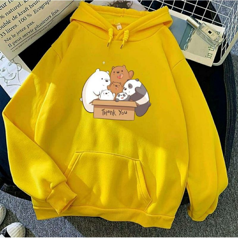 Hoodie Wanita Korea Oversize We Bare Bears FAMILY BOX Anime Kartun Anak Remaja Cewek Cowok 4 Warna-3