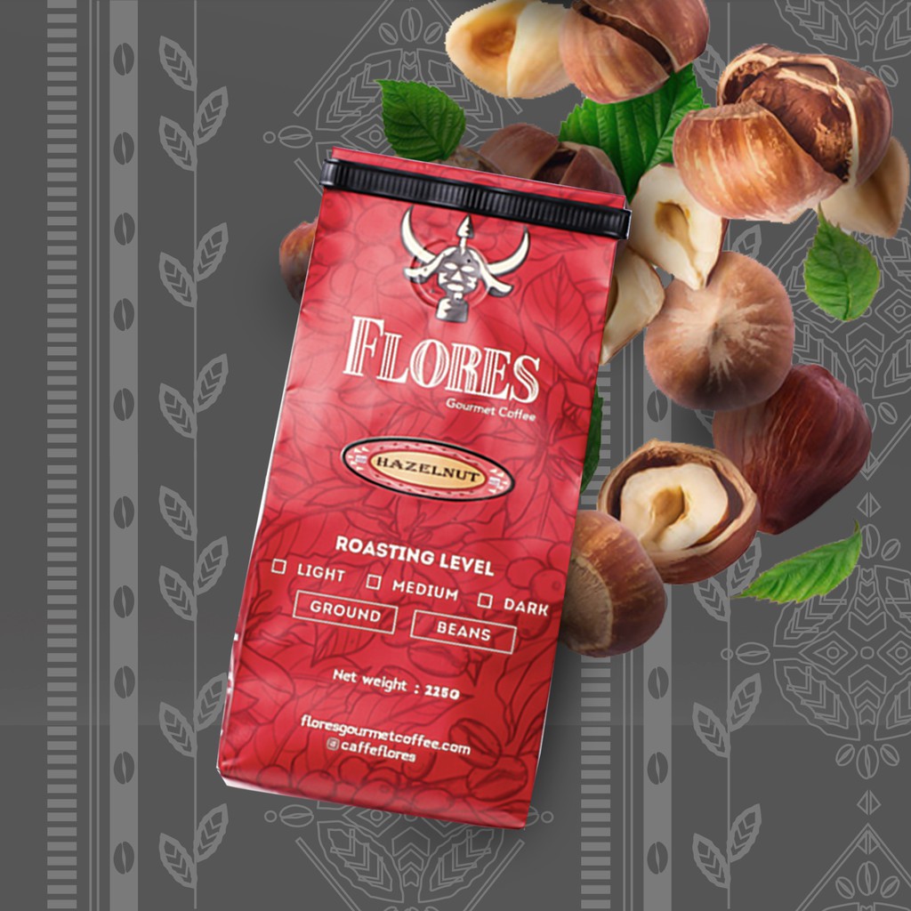 

FLORES Gourmet Coffee Hazelnut (Biji) 500g Kemasan Aluminum