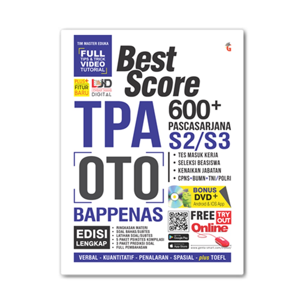 Buku TPA BAPPENAS : BEST SCORE TPA OTO BAPPENAS PASCA SARJANA S2 S3 - Buku Oto Bappenas