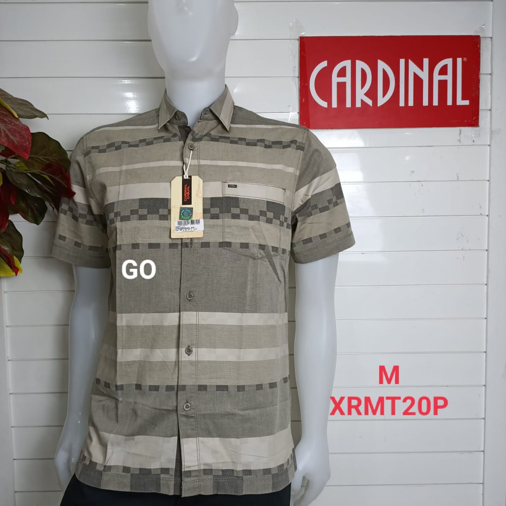 gof M CARDINAL KEMEJA CASUAL Pakaian Atasan Pria Kemeja Reguler Hem Casual Santai Lengan Pendek