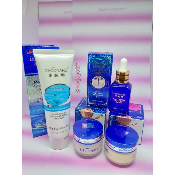 DEONARD Pisah Cream A B Biru 4 in 1 Whitening Crem AB + FF facial foam &amp; Serum Biru Anti Acne Original 30ml