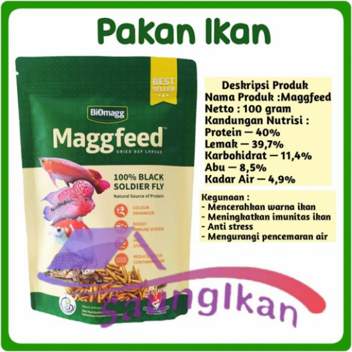 Pakan Ikan Hias Dried BSF Larva Maggot Kering MAGGFEED 100Gr