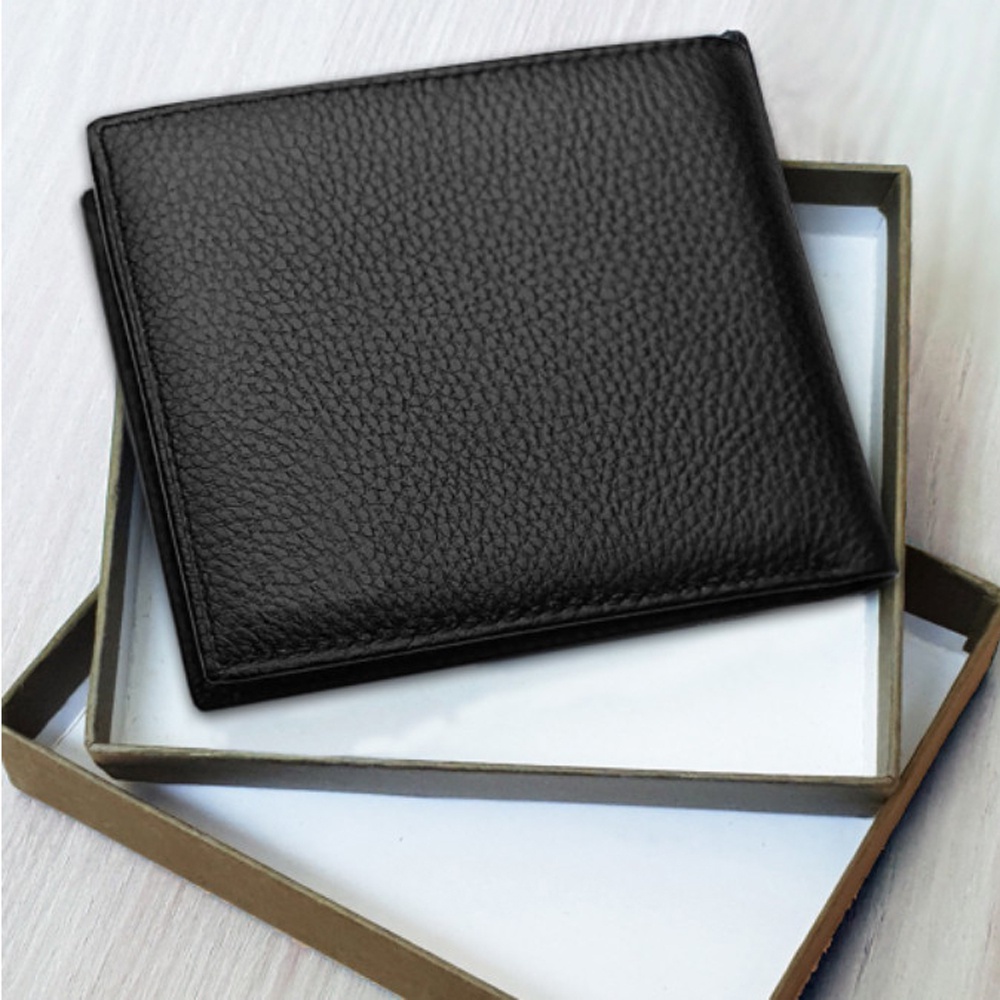 SHOPEE 9.9 SUPER SALE!! Dompet Kulit Lipat Dua Men Wallet Bifold Dompet Pendek Pria dan Wanita Dompet Uang dan Slot Kartu - Bonus Box