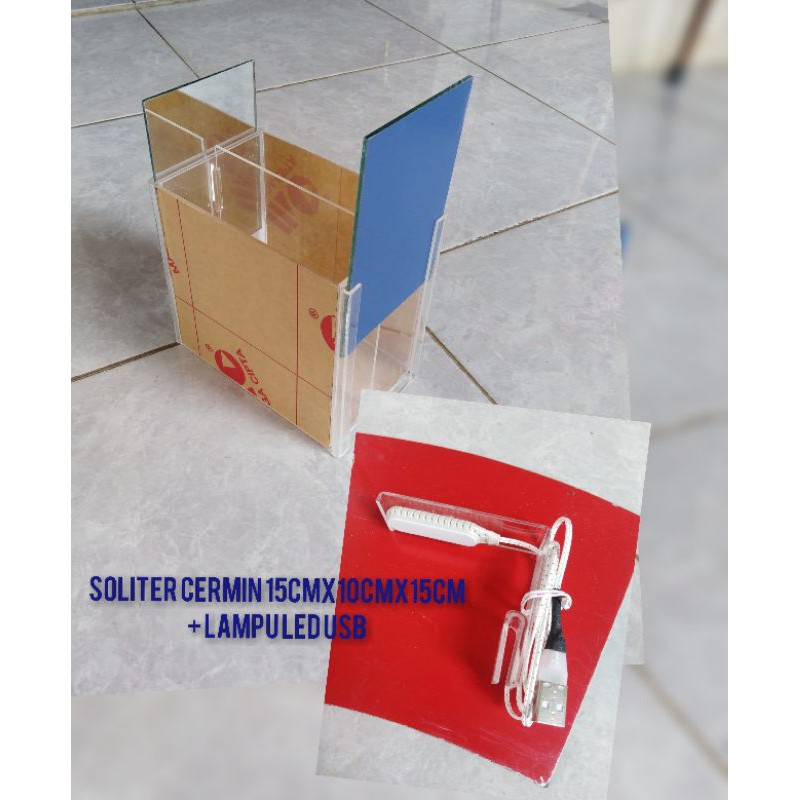aquarium | soliter | cermin | bonus lampu led usb
