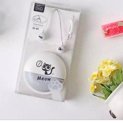 ☻ [ID-65] Headset Earphone Karakter CAT / KUCING Lucu / Set Wadah Earphone Headset Motif Kartun Kuci