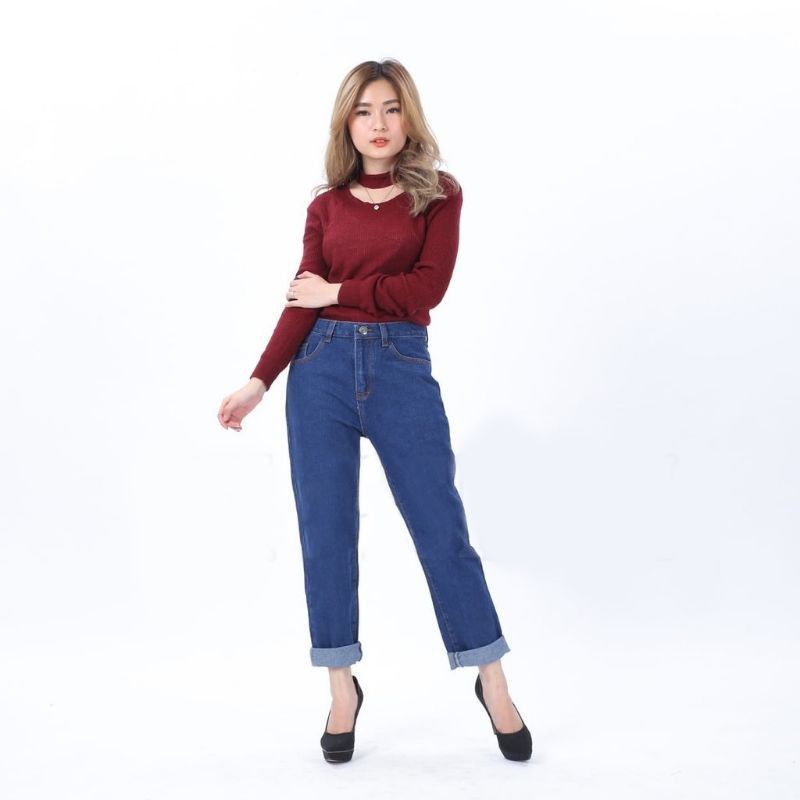 CELANA Boyfriend jeans wanita BF polos wanita