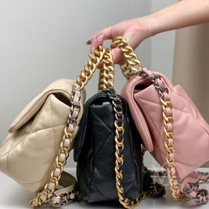 Tas Wanita Chanel 19 Medium Flap Bag Super Mirror Quality 1:1 - Baby Pink Alealesale