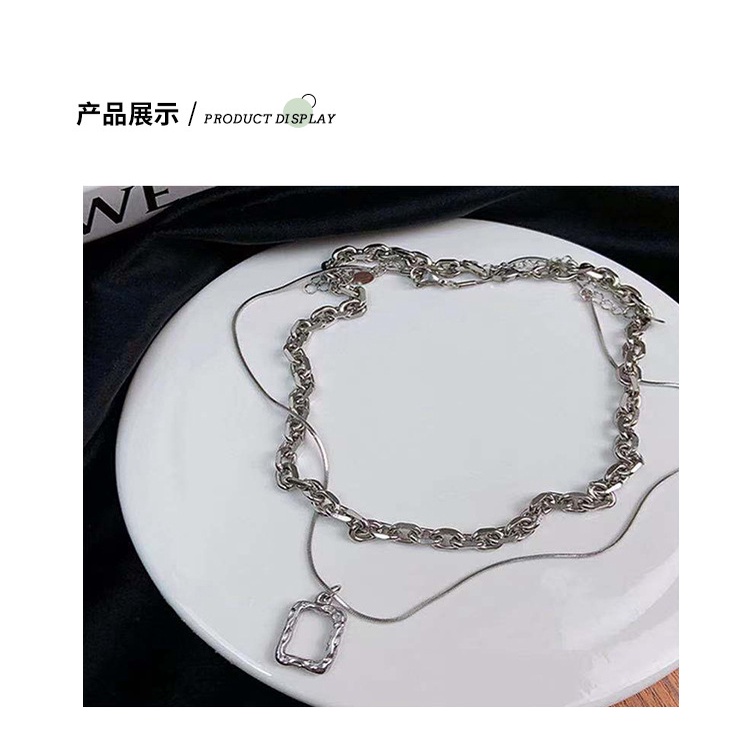 Jepang dan Korea double layer plat plat twin kalung dilepas in tren sederhana dingin gaya pribadi kl