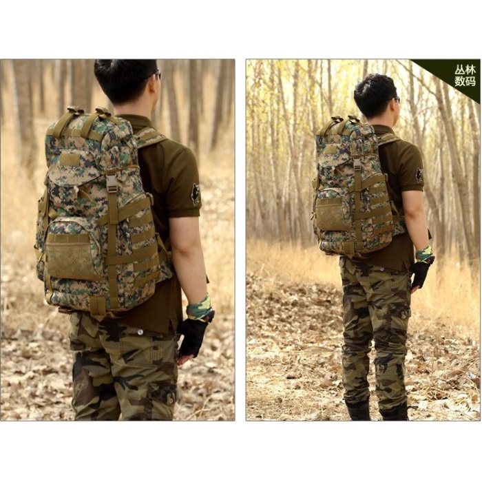 Tas ransel 60L Kapasitas Besar Militer Ransel Taktis Backpack