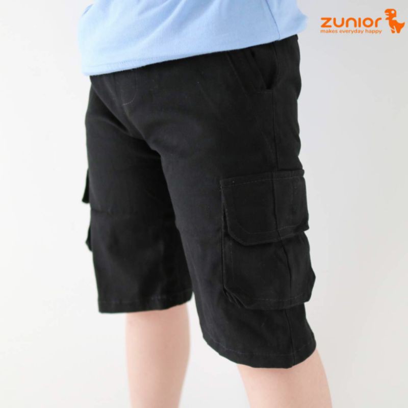 Pendek Cargo Anak Zunior Premium Hitam