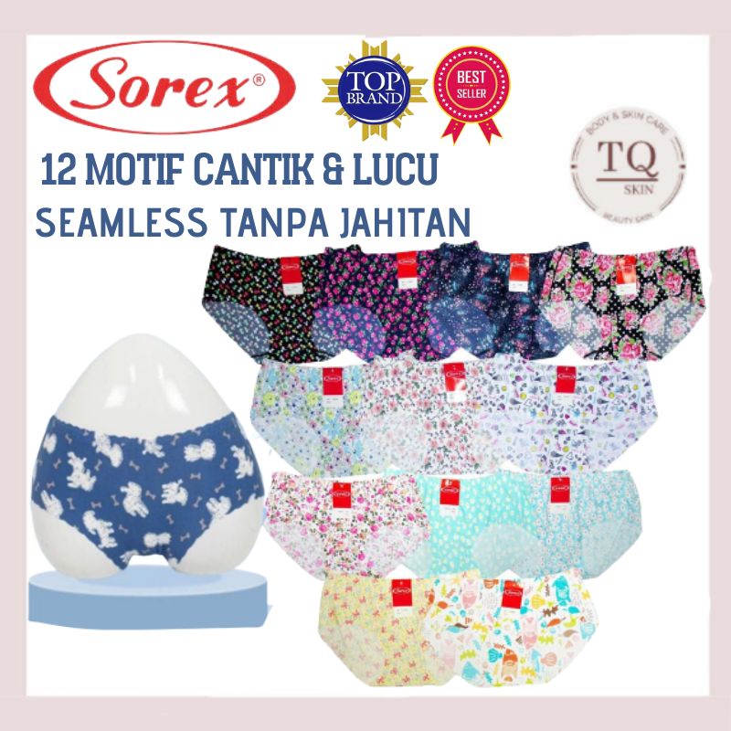 Celana Dalam Wanita Sorex Motif Corak Lucu Seamless CD wanita Sorex celana pendek daleman bawahan un