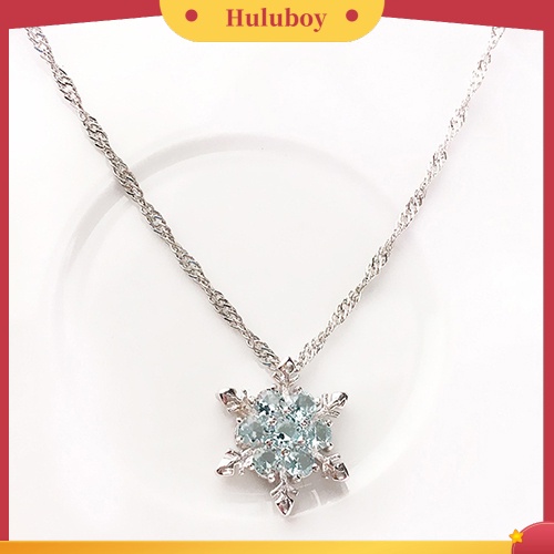 Hu Hu Hu Hu Hu Alat Bantu Pasang Kacamata♡ Kalung Rantai Pendek Liontin Snowflake Aksen Berlian Imitasi Untuk Wanita