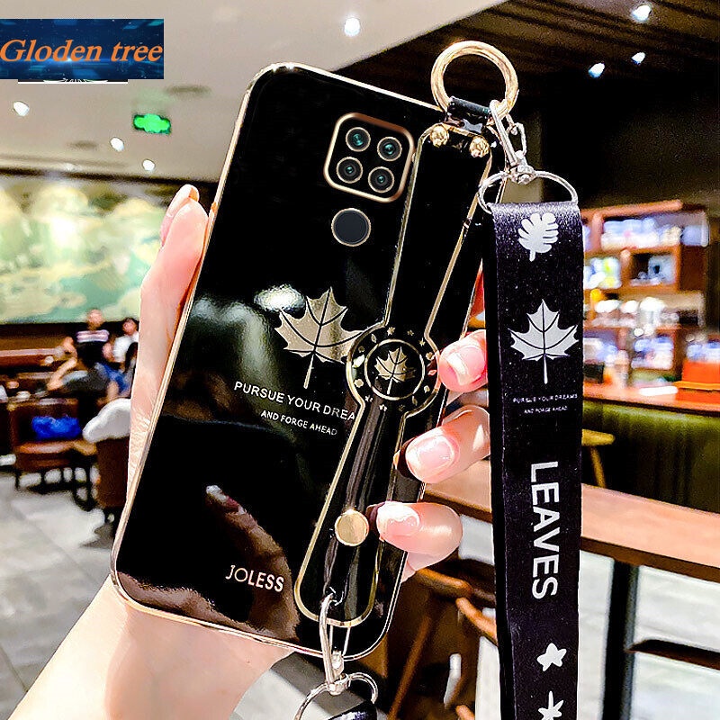 Case Motif Daun Maple Dengan lanyard Untuk Xiaomi Redmi Note 9 10X 4G