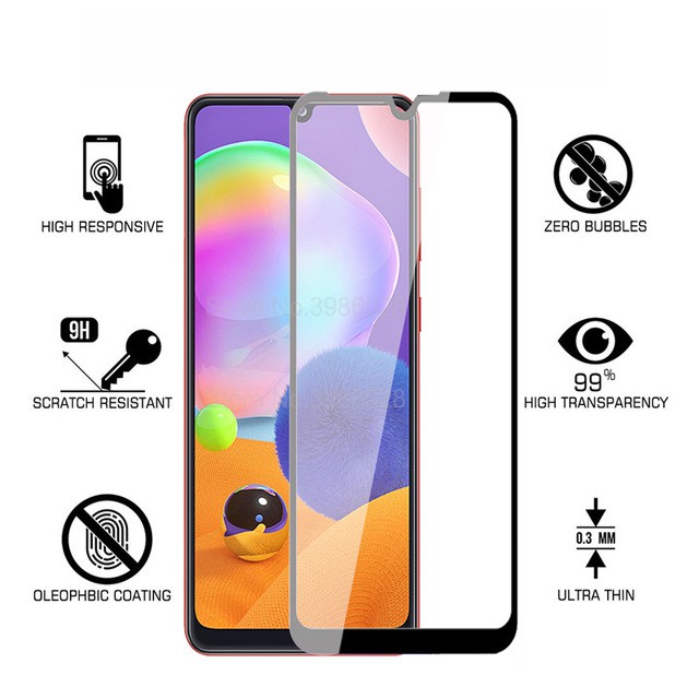 PAKET Tempered Glass Layar Samsung A31 Screen Protector Full Cover + Antigores Tempered Glass Camera