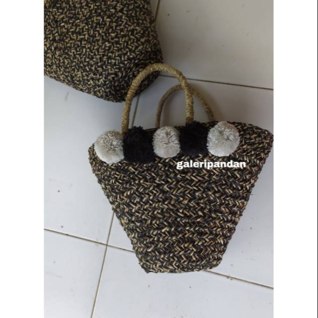 TAS MENDONG LURIK POMPOM // TAS ANYAMAN MENDONG // TAS ETHNIK