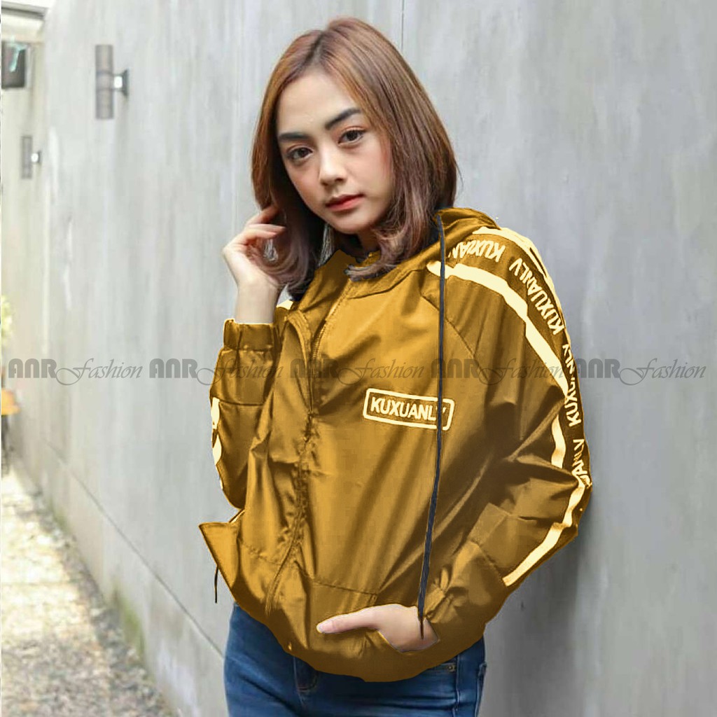 Jaket Kuxu Hoodie Resleting Wanita - Jaket Parasut Hoodie Zipper Wanita - Jaket Sporty Wanita