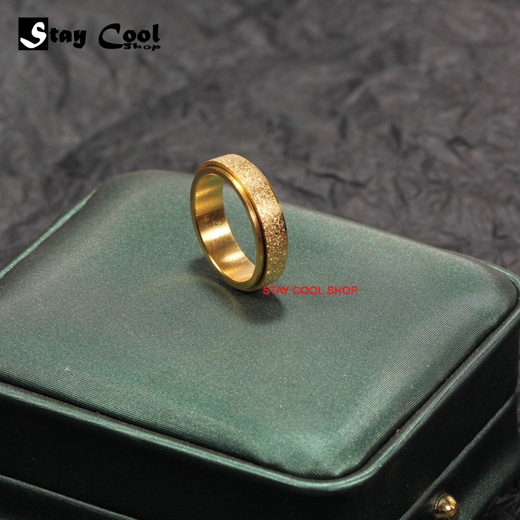 Cincin Pasir TITANIUM Korean Fashion Couple Tunangan Titanium Asli Pasir Emas Anti karat dan luntur