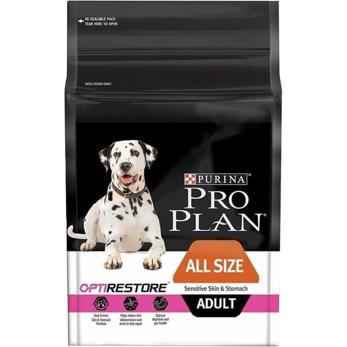 Makan Anjing Pro Plan Adult Sensitive Skin &amp; Stomach 2,5kg Dog Food