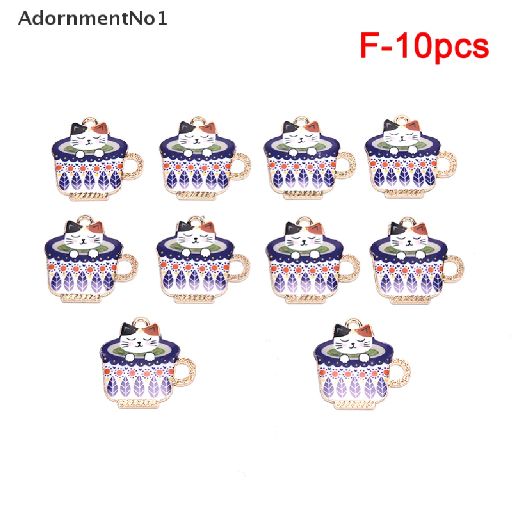 (AdornmentNo1) 10pcs / Set Liontin Enamel Bentuk Kartun Kucing / Ikan / Ikan / Bohlam Untuk Aksesoris Perhiasan DIY