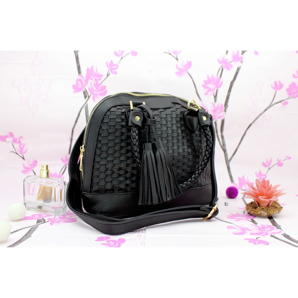 [HOT] #6378 Tas jinjing wanita hand bag cewe populer sedang trend model anyaman tali tambang