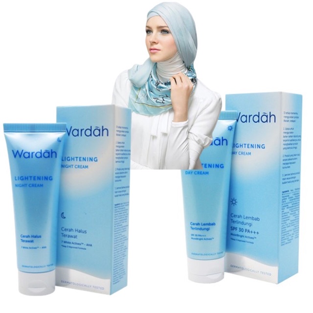 `ღ´ PHINKL `ღ´ ᘺᗩᖇᕲᗩᕼ Wardah night cream biru lightening moisturizer pelenbab wajah