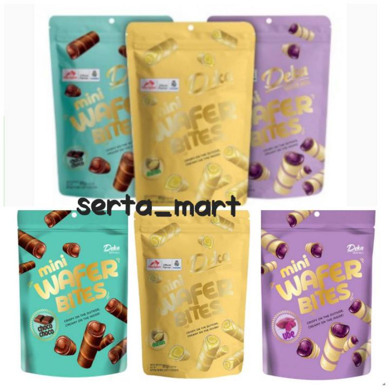 

Deka Mini Wafer Bites 80gr - Wafer Deka Choco / Durian / Ube