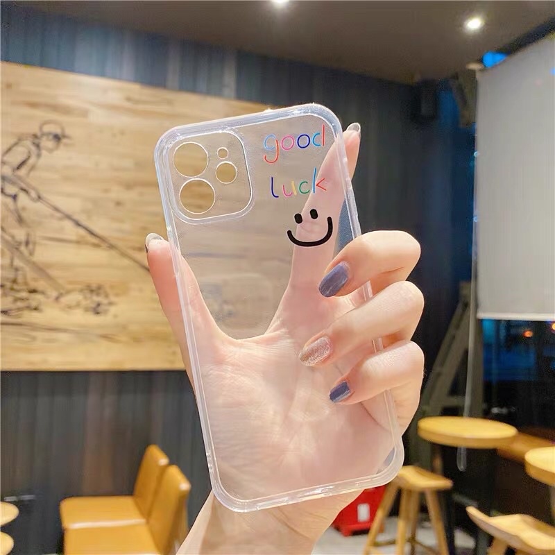 Simple Good Luck Transparan Case iphone 7/8+ XS XS Max XR 11 Pro Max 12 Pro Max