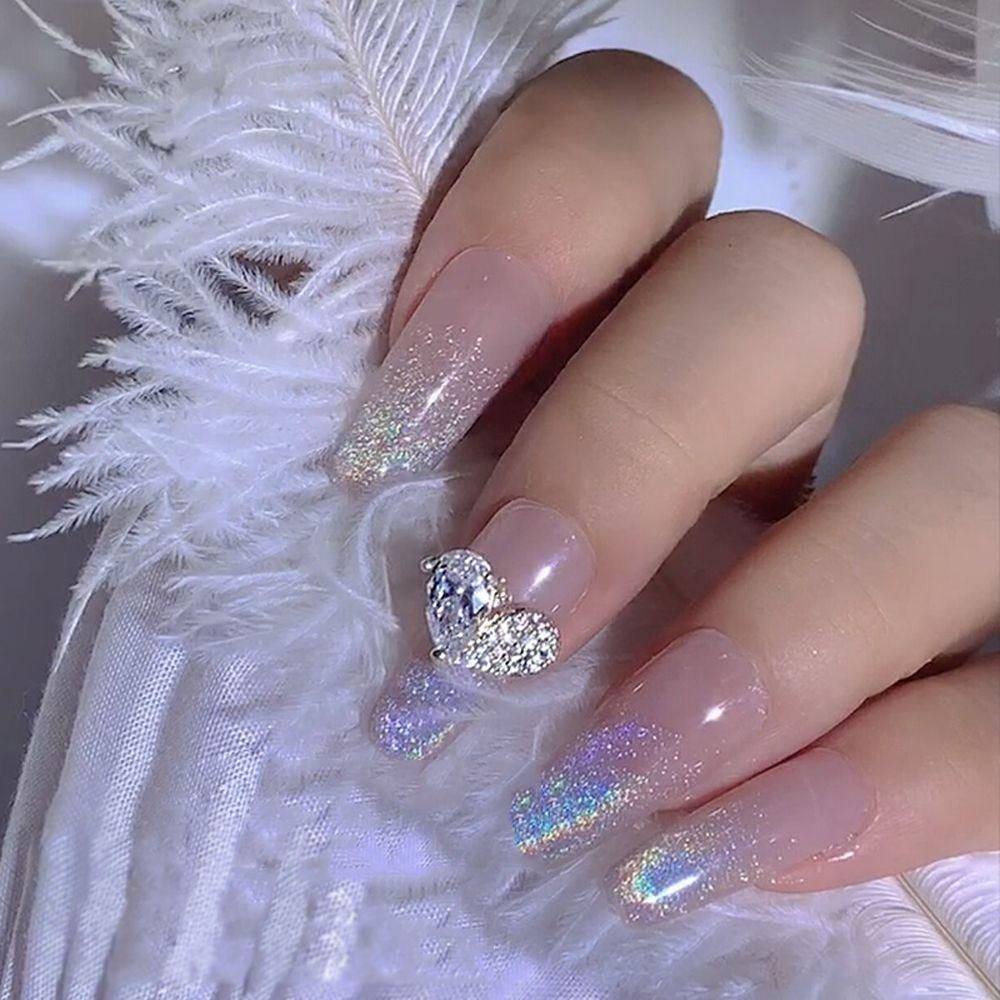 AUGUSTINA Agustina Jantung Dekorasi Kuku Cinta Elegan Berlian Imitasi Shiny 3D Nails Art Charms