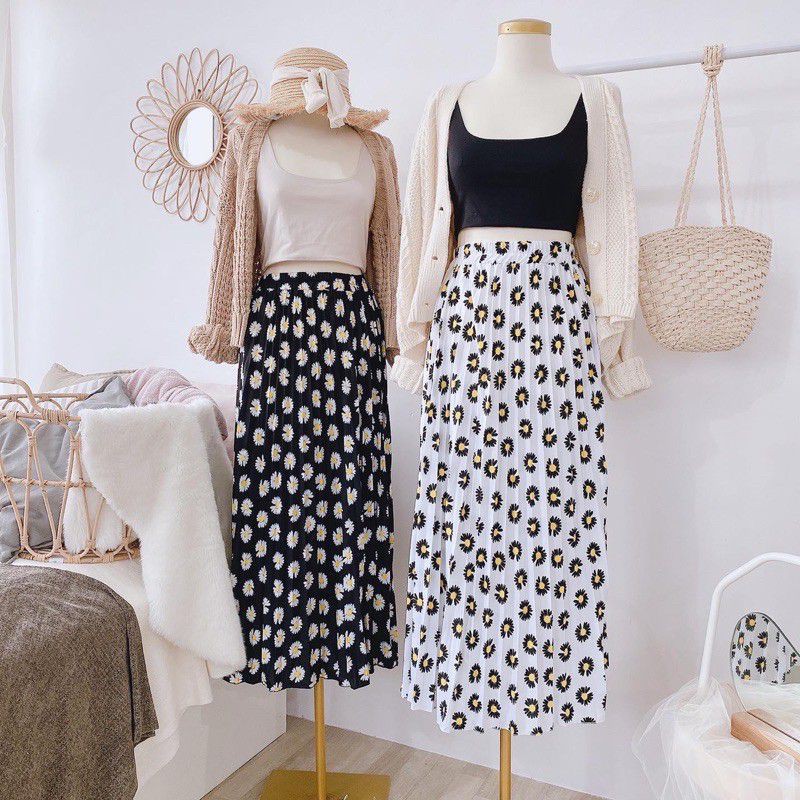 Rok Plisket Motif Bunga Termurah Terbaru