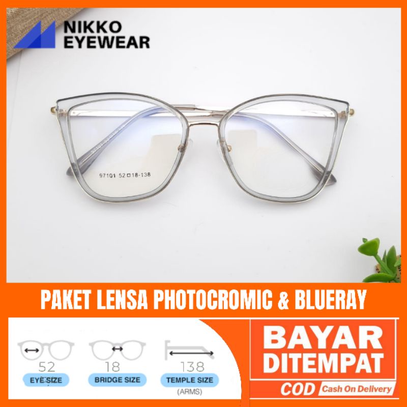 Paket Kacamata 97101 Lensa Antiradiasi Photocromic Blueray