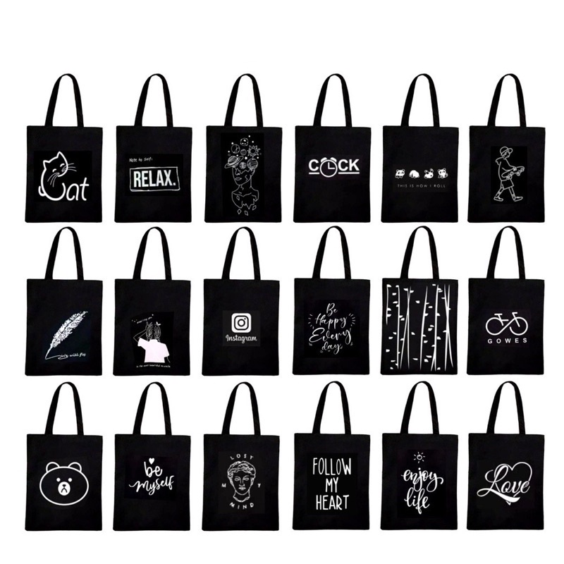 SANSURBAGS [LOKAL]  - D1380 ToteBag tote bag aesthetic custom tas tote aesthethic wanita kpop murah custom motif DOMMO