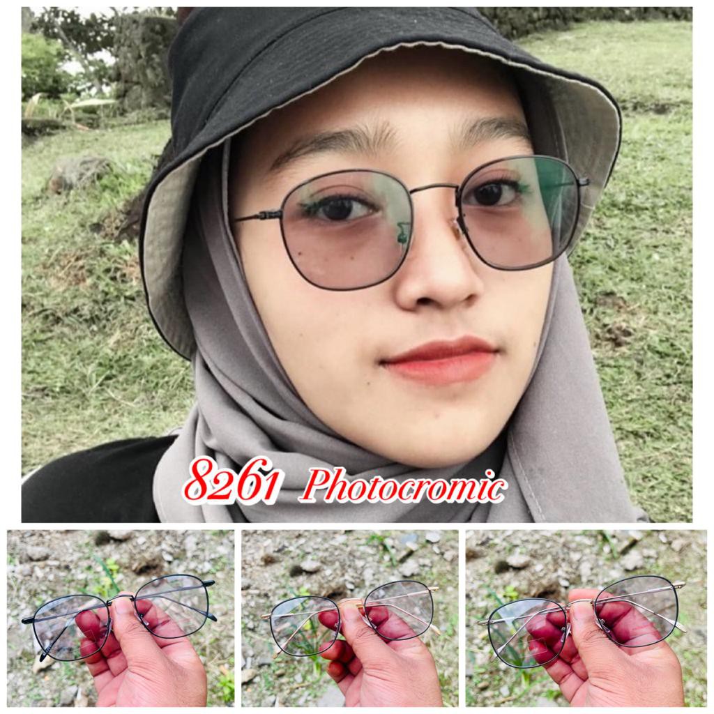 Kacamata Photocromic Minus Plus Pria Wanita Anti Radiasi 2 In 1 Potokromik Fotocromic Frame Besi Tit