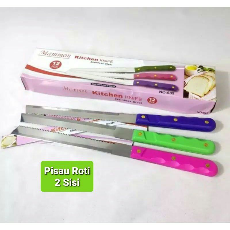 Pisau Potong Roti Kue Tart Bolu Dua Sisi Stainless Steel Panjang Tajam kwalitas Bagus (Pisau NKK)