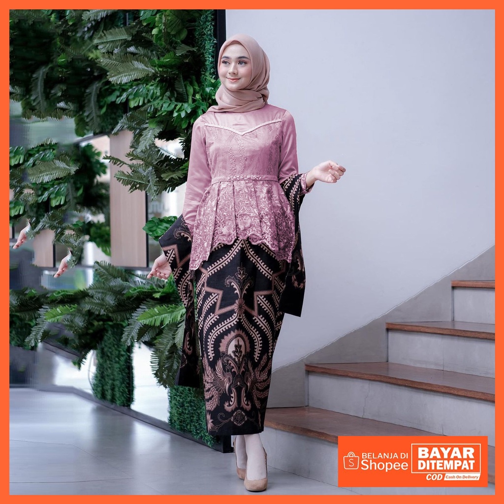 Kebaya modern wisuda tunangan lamaran couple murah remaja seragam seragaman sarimbit allsize- Aleena Rose/Pink